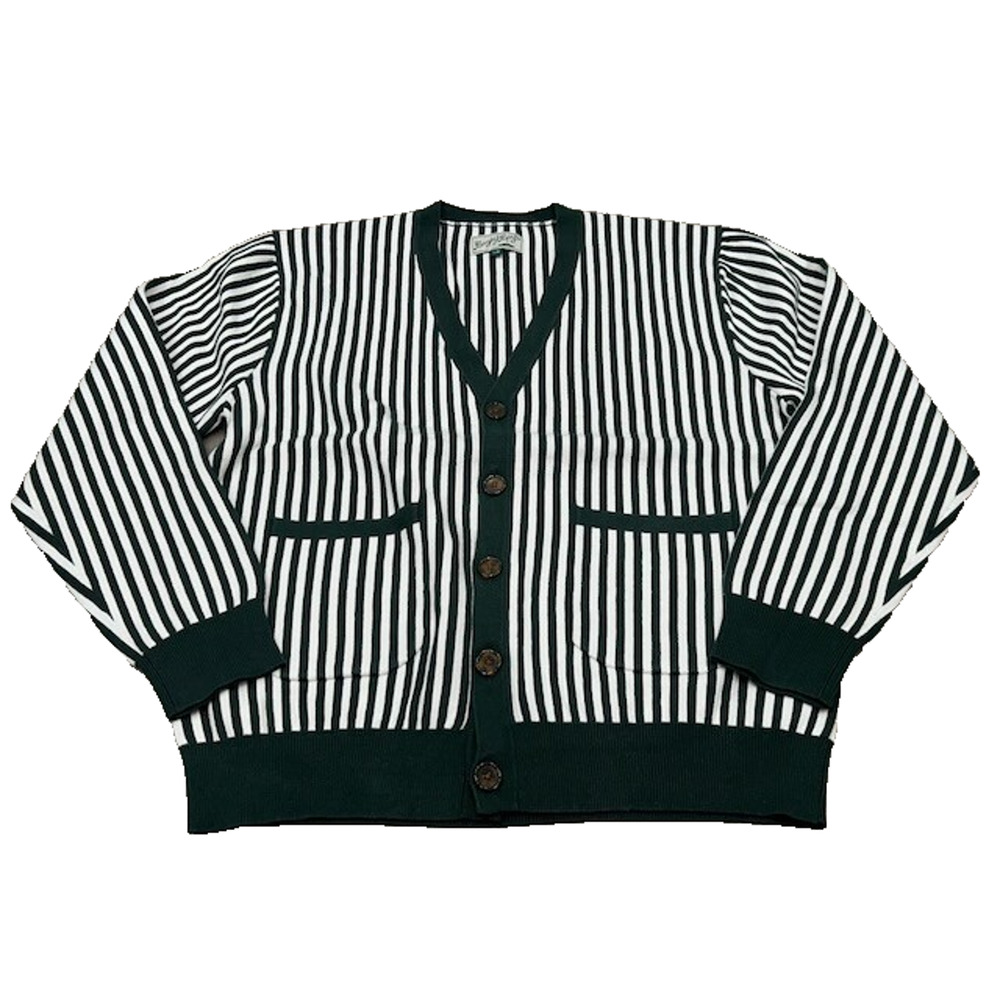 NWT Bogey Boys Mens Golf Cardigan Sweater Striped Heavyweight Green White Size L